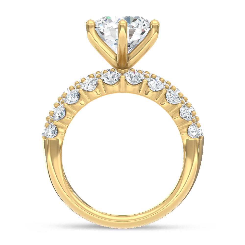 14K Yellow Gold Lab Grown Diamond 5 1/2 Ct.Tw. Round Shape Engagement Ring (IGI Certified Center 3ct) ( Center 3 ct)