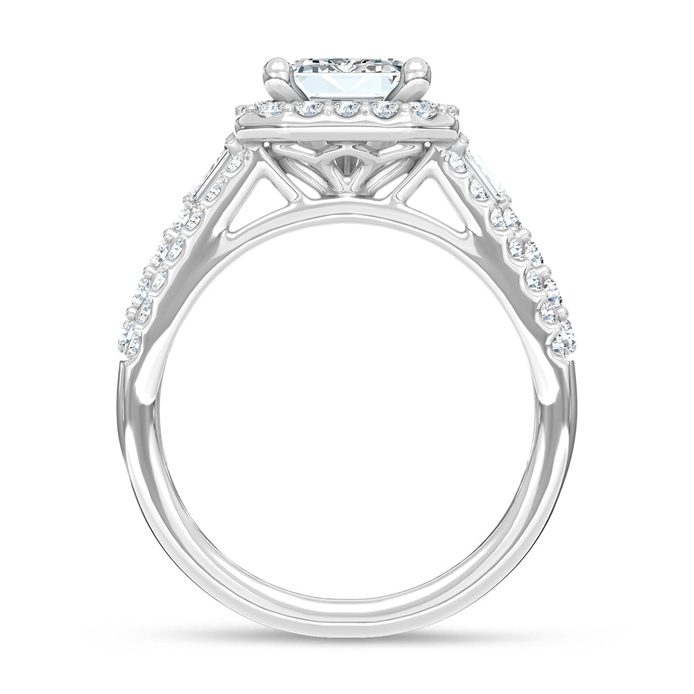 14K White Gold Lab Grown Diamond 3 Ct.Tw. Engagement Ring (Center 2ct Emerald)