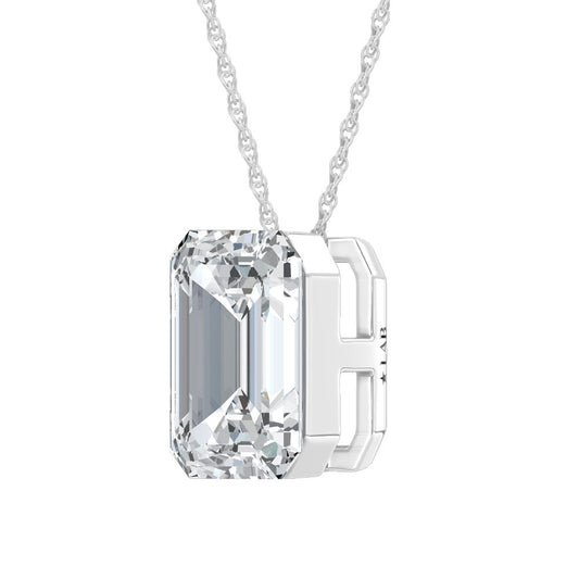 14K White Gold Lab Grown Diamond 1 Ct.Tw. Emerald Shape Slider Pendant