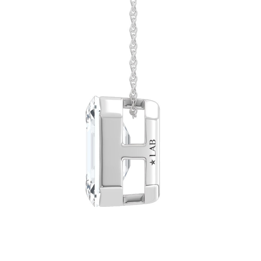 14K White Gold Lab Grown Diamond 1 Ct.Tw. Emerald Shape Slider Pendant