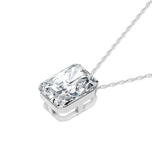 14K White Gold Lab Grown Diamond 1 Ct.Tw. Elongated Radiant Slider Pendant