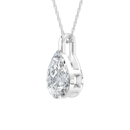 14K White Gold Lab Grown Diamond 1/2 Ct.Tw. Pear Shape Pendant With Stiff Bail