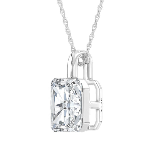 14K White Gold Lab Grown Diamond 1/2 Ct.Tw. Elongated Radiant Pendant With Stiff Bail