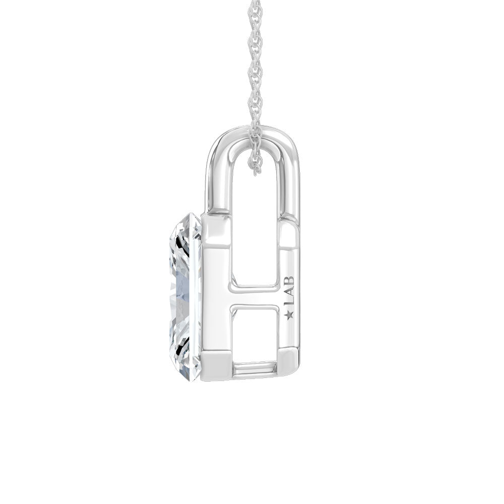 14K White Gold Lab Grown Diamond 1/2 Ct.Tw. Elongated Radiant Pendant With Stiff Bail