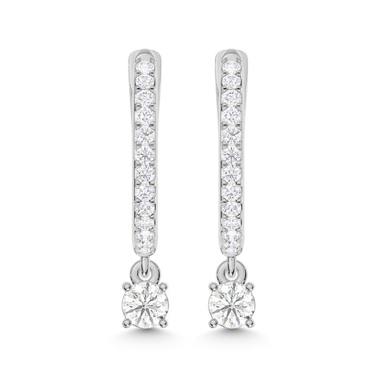 10K White Gold Lab Grown Diamond 1/4 Ct.Tw. Hoop Earrings