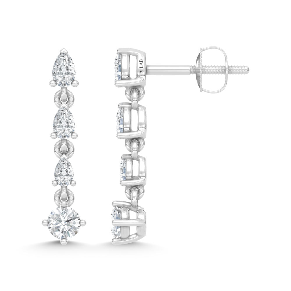 14K White Gold Lab Grown Diamond 5/8 Ct.Tw. Dangler Earrings