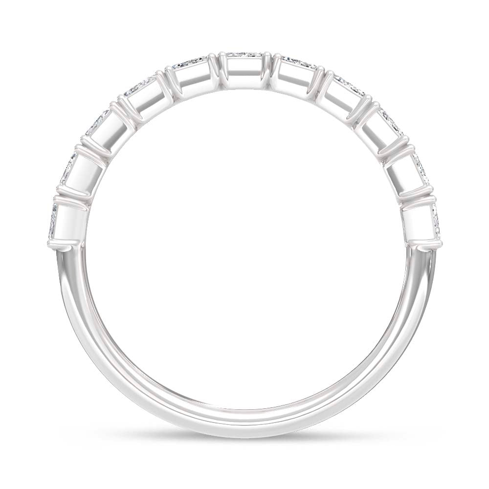 14K White Gold Lab Grown Diamond Emerald Cut Shape 1 Ct.Tw. Half Way Band