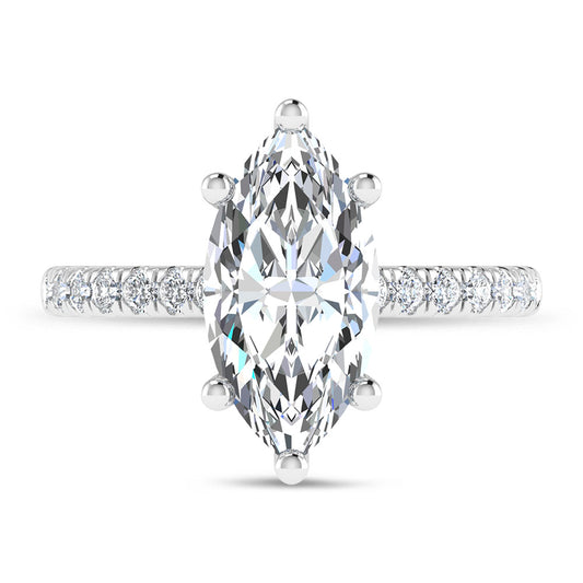 14K White Gold 4 1/2 Ct.Tw. Lab Grown Diamond Marquise Shape Engagement Ring (IGI Certified Center 4ct)