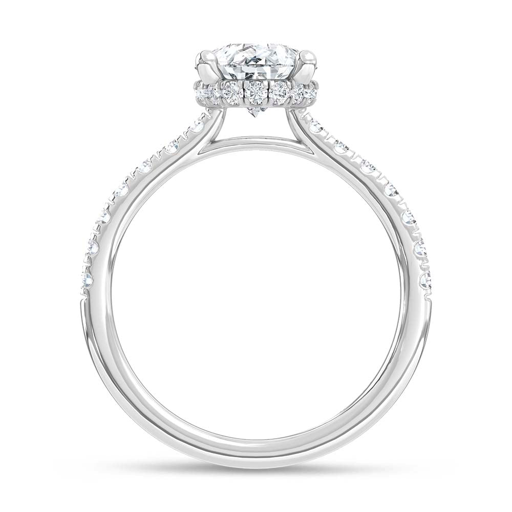 14K White Gold Lab Grown Diamond 4 1/2 Ct.Tw. Pear Hidden Halo Engagement Ring (IGI Certified Center 4ct)