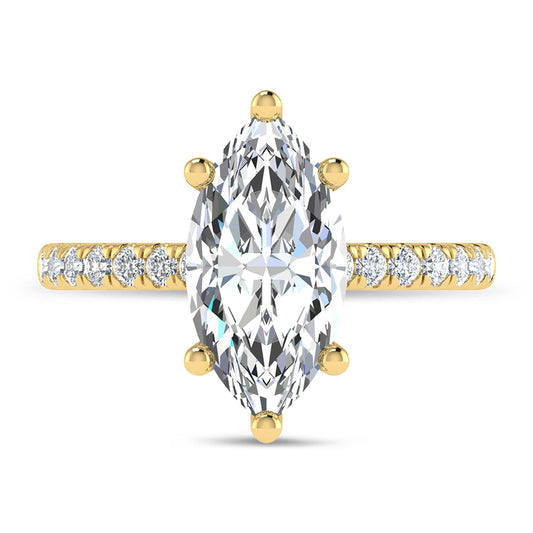 14K Yellow Gold 2 3/8 Ct.Tw. Lab Grown Diamond Marquise Shape Engagement Ring (IGI Certified Center 2ct)