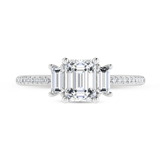 14K White Gold 1 1/4 Ct.Tw. Lab Grown Diamond Three Stone Engagement Ring