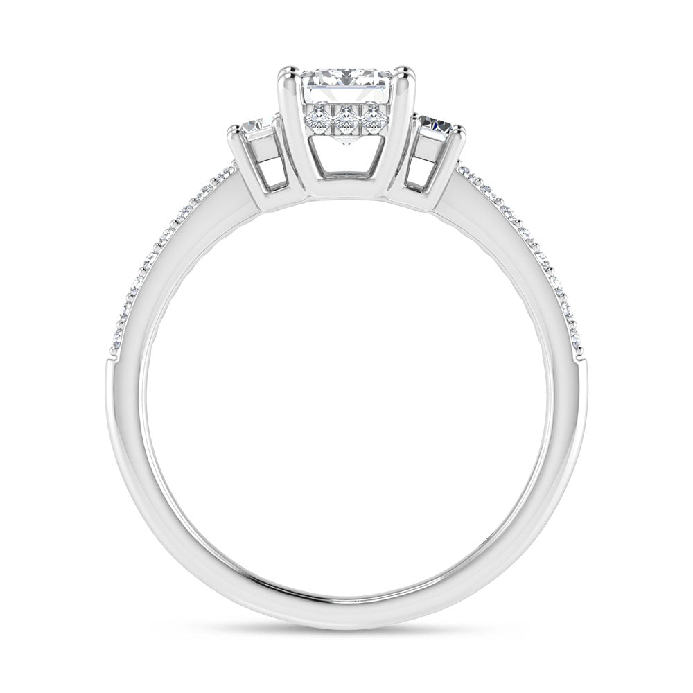 14K White Gold 1 1/4 Ct.Tw. Lab Grown Diamond Three Stone Engagement Ring