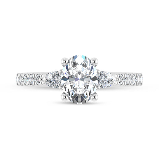 14K White Gold Lab Grown Diamond Oval Shape 1 1/2 Ct.Tw. Engagement Ring (IGI Certified Center 1ct)