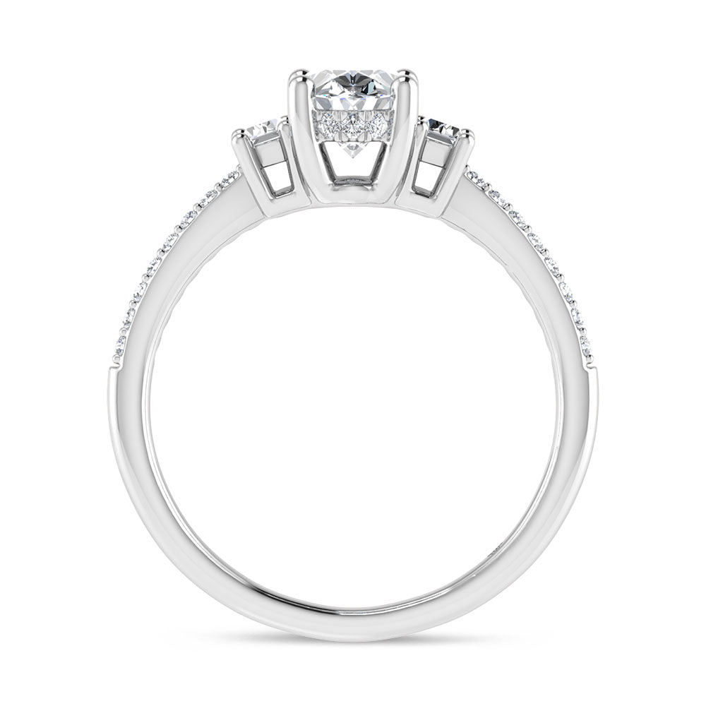 14K White Gold 1 1/4 Ct.Tw. Lab Grown Diamond Three Stone Engagement Ring