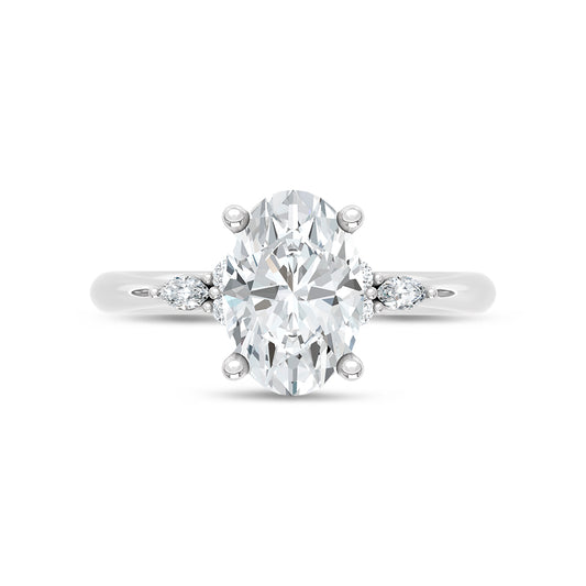 14K White Gold Lab Grown Diamond 2 1/8 Ct.Tw. Engagement Ring (IGI Certified Center 2ct)