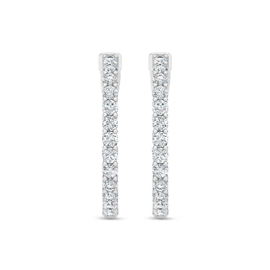 14K White Gold Lab Grown Round Diamond 2 Ct.Tw. In and Out Hoop Earrings