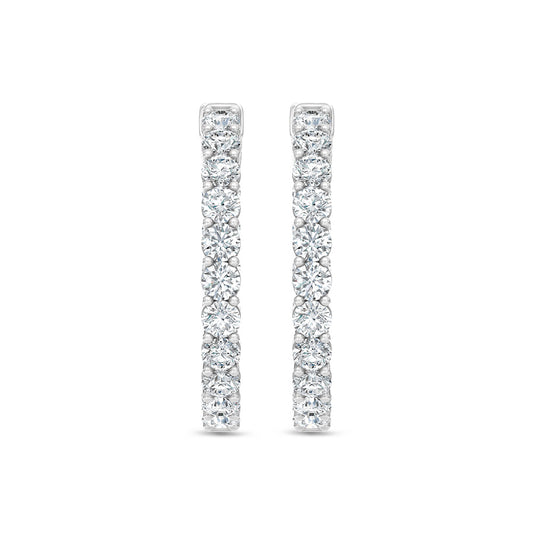 14K White Gold Lab Grown Round Diamond 3 Ct.Tw. In and Out Hoop Earrings