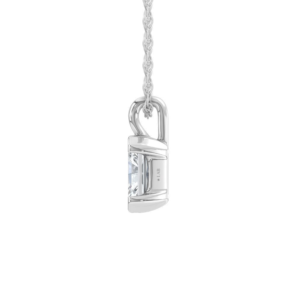 14K White Gold Lab Grown Diamond 1/2 Ct.Tw. Radiant Pendant