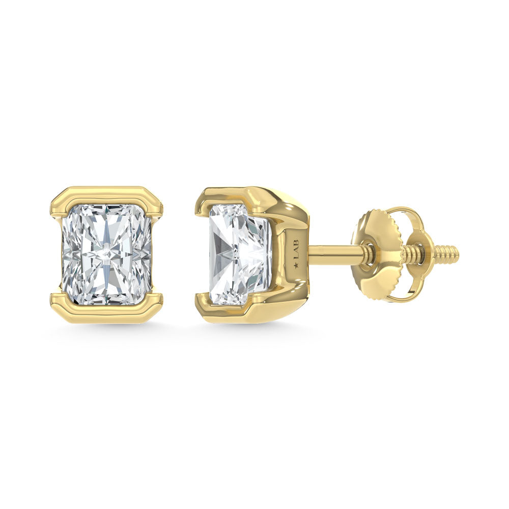 14K Yellow Gold Lab Grown Diamond 1/2 Ct.Tw. Radiant Stud Earrings