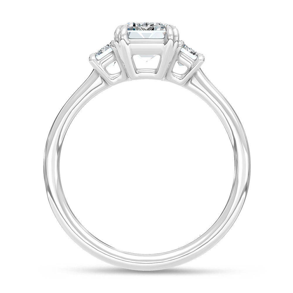 14K White Gold Lab Grown Diamond 2 Ct.Tw. Emerald Cut Three Stone Engagement Ring