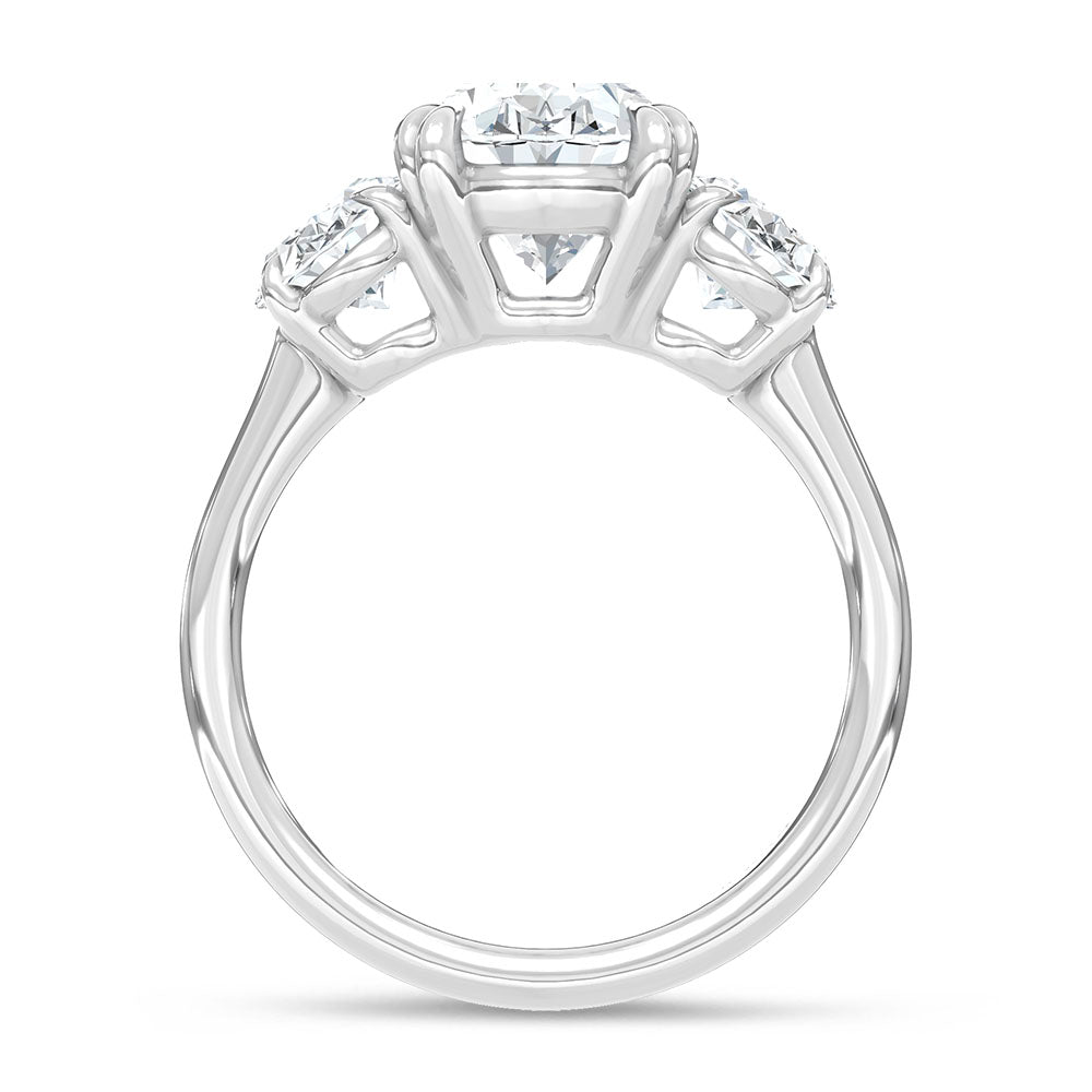 14K White Gold Lab Grown Diamond 5 Ct.Tw. Oval Shape Three Stone Engagement Ring