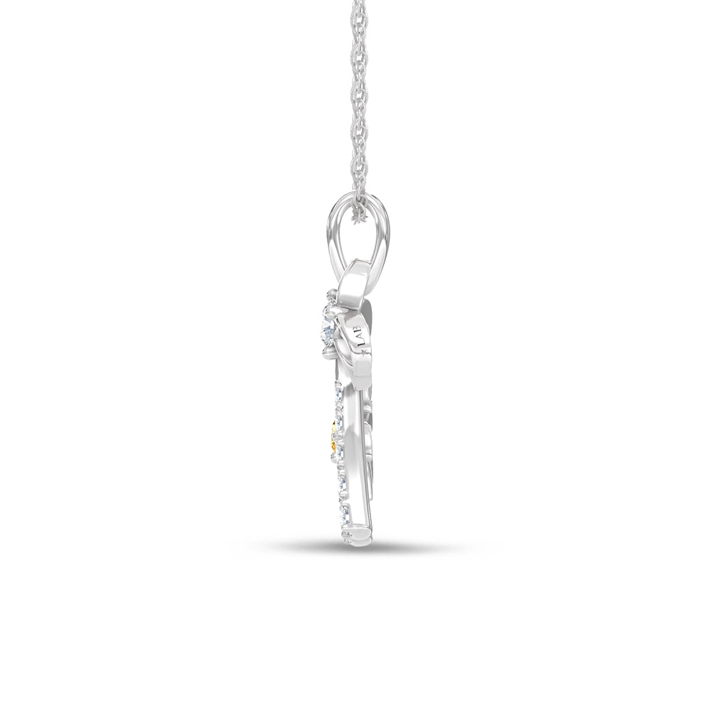 14K White Gold Lab Grown Diamond 1/4 Ct.Tw. Palm Tree Pendant