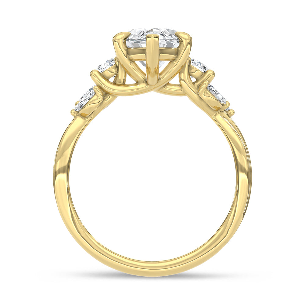 14K Yellow Gold Lab Grown Diamond 2 1/3 Ct.Tw. Maquise Shape Engagement Ring (Center 2 ct)