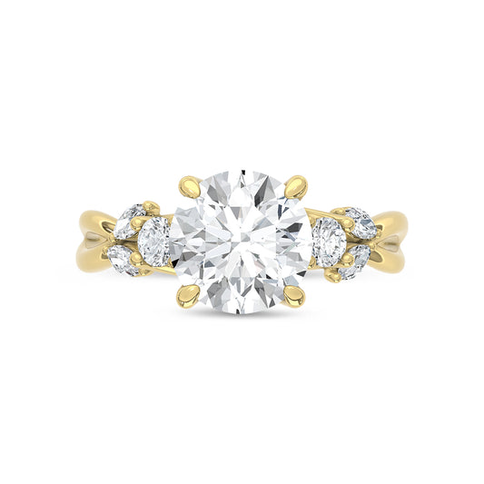 14K Yellow Gold Lab Grown Diamond 2 1/3 Ct.Tw. Round Shape Engagement Ring (Center 2 ct)