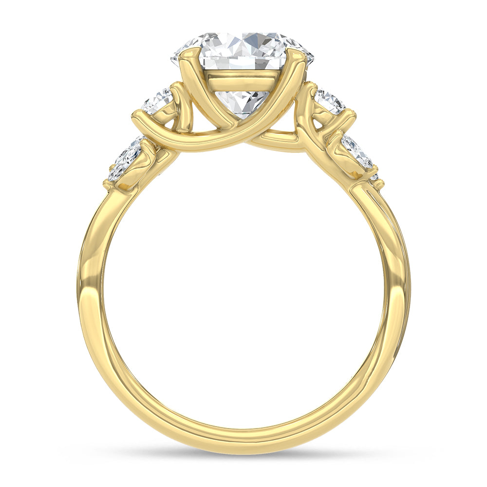 14K Yellow Gold Lab Grown Diamond 2 1/3 Ct.Tw. Round Shape Engagement Ring (Center 2 ct)