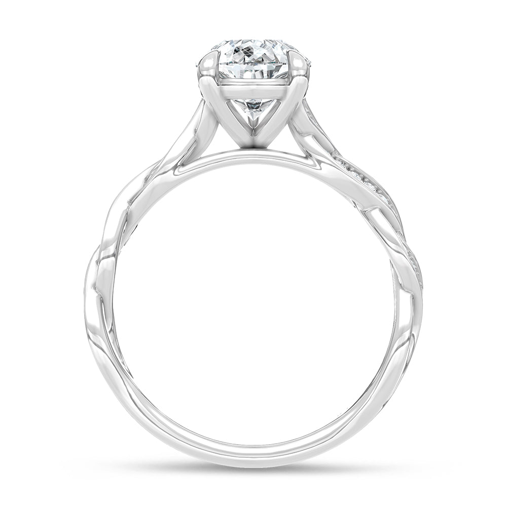 14K White Gold Lab Grown Diamond 2 1/5 Ct.Tw. Pear Shape Twisted Shank Engagement Ring (Center 2 ctw)