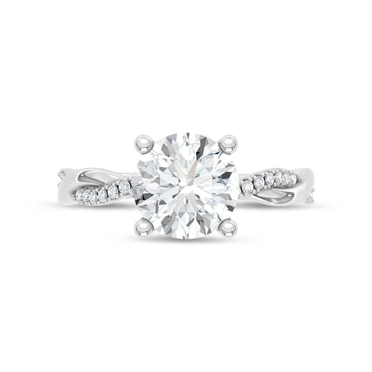 14K White Gold Lab Grown Diamond 2 1/5 Ct.Tw. Round Shape Engagement Ring (Center 2 ctw)