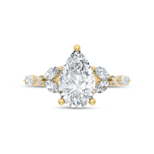 14K Yellow Gold Lab Grown Diamond 2 1/2 Ct.Tw. Pear Shape Engagement Ring (Center 2 CTW)