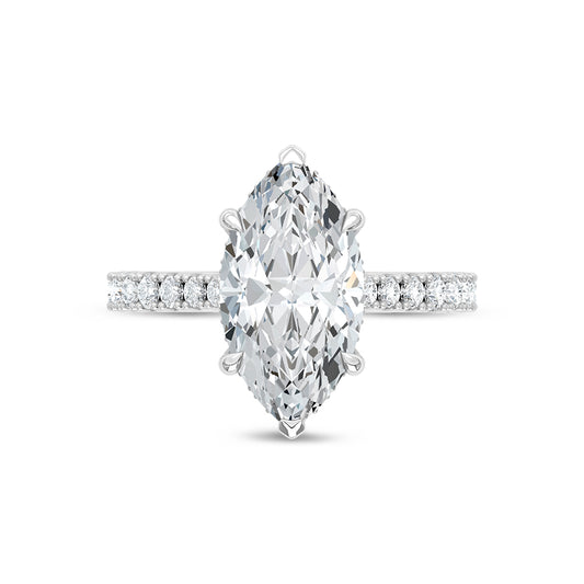 14K White Gold Lab Grown Diamond 3 3/8 Ct.Tw. Marquise Shape Engagement Ring