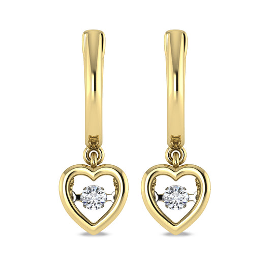 10K Yellow Gold Lab Grown Diamond 1/6 Ct.Tw. Heart Shape Plain Halo Earrings