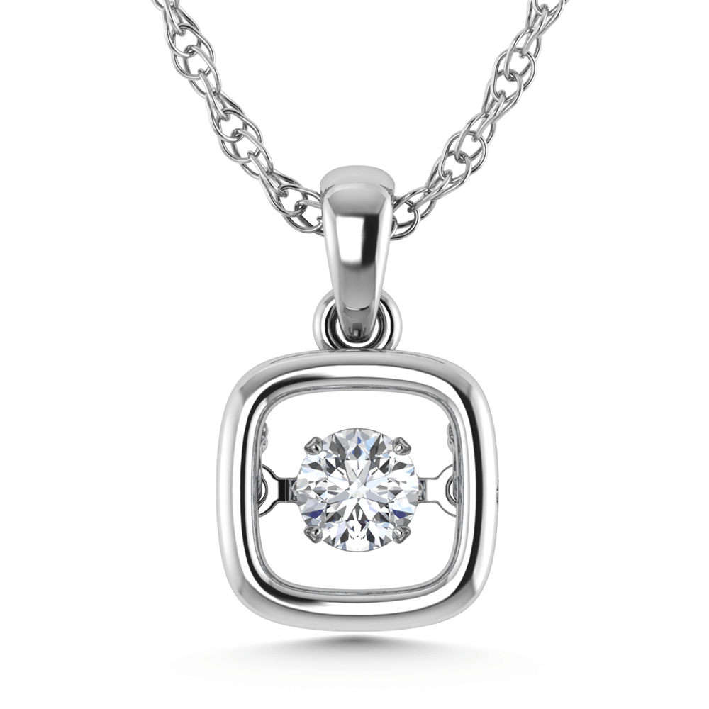 10K White Gold Lab Grown Diamond 1/5 Ct.Tw. Cushion Shape Plain Halo Pendant