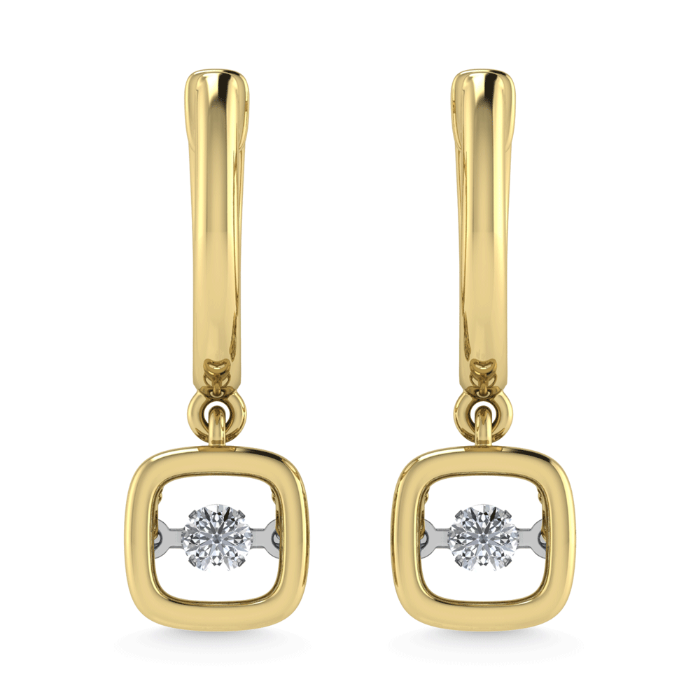 10K Yellow Gold Lab Grown Diamond 1/6 Ct.Tw. Cushion Shape Plain Halo Earrings