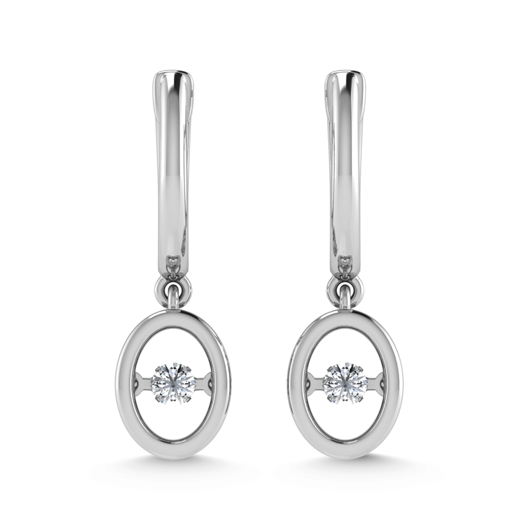 10K White Gold Lab Grown Diamond 1/6 Ct.Tw. Oval Shape Plain Halo Earrings