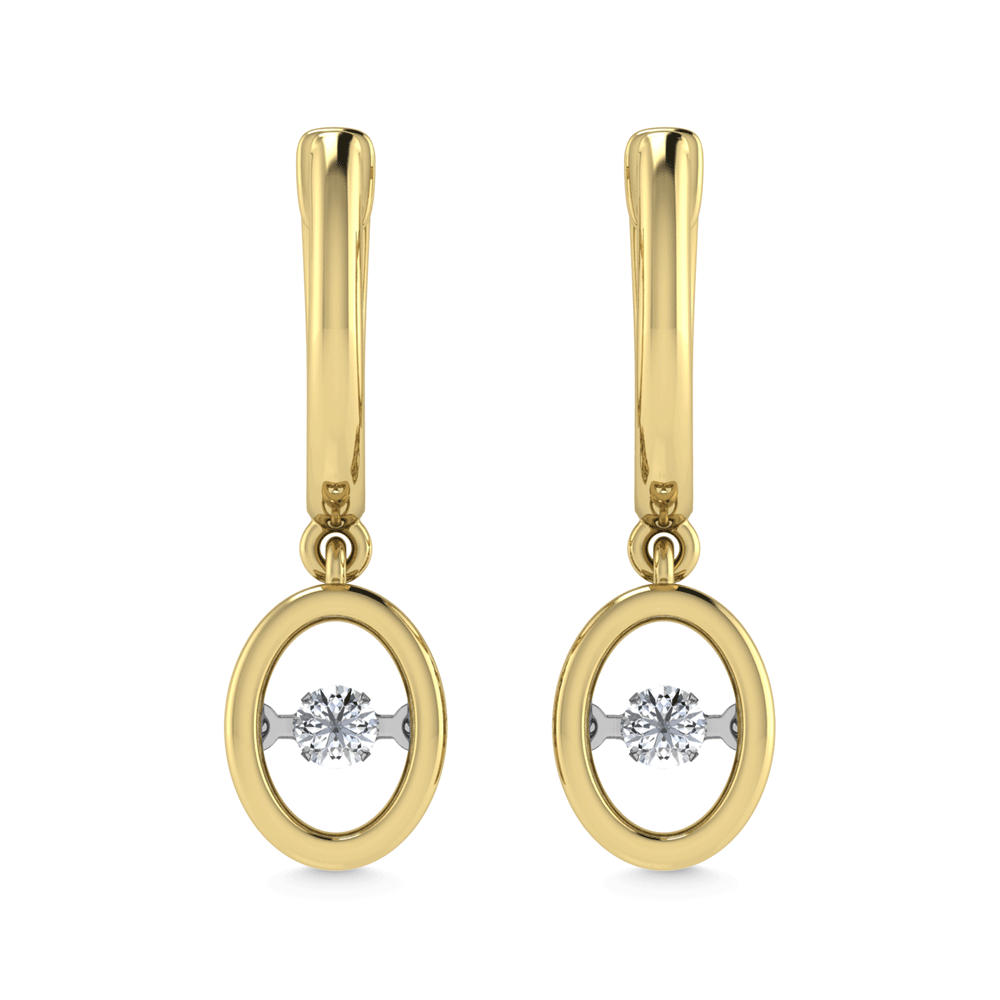 10K Yellow Gold Lab Grown Diamond 1/6 Ct.Tw. Oval Shape Plain Halo Earrings