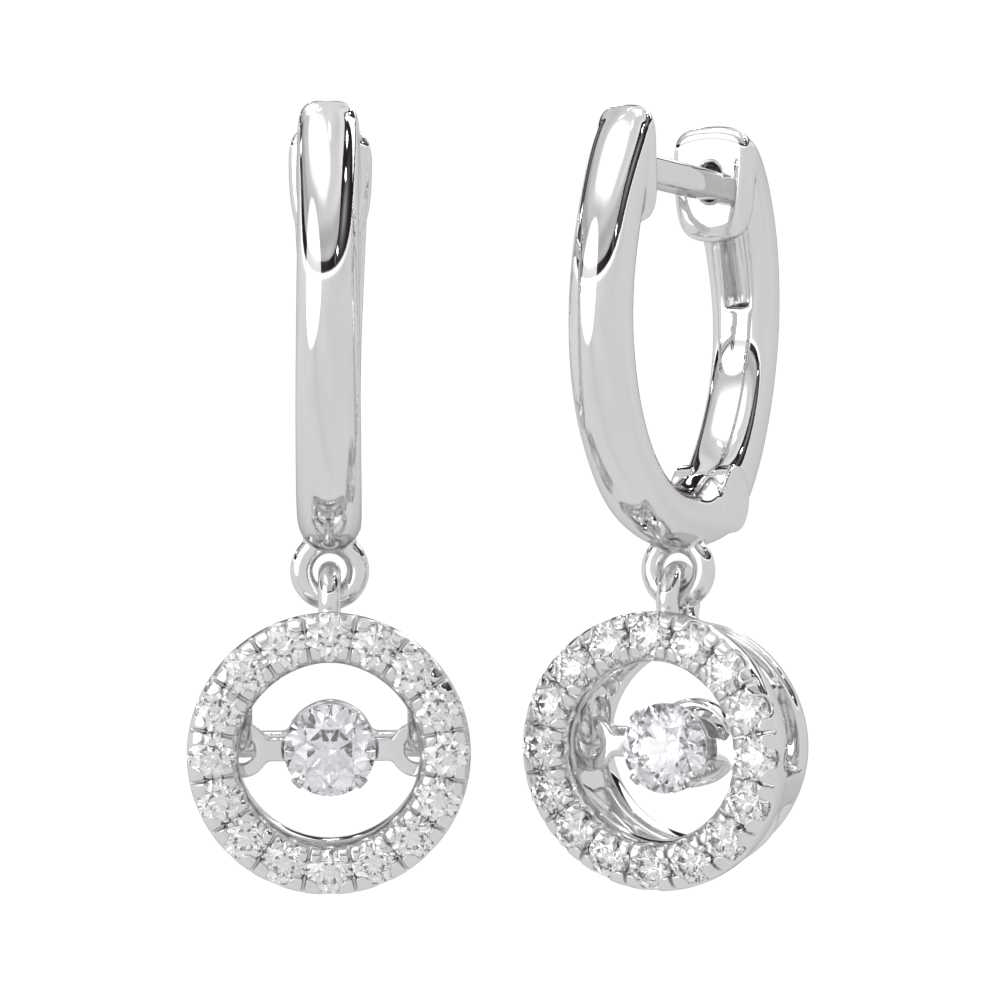 10K White Gold Lab Grown Diamond 1/3 Ct.Tw. Round Shape Halo Earrings