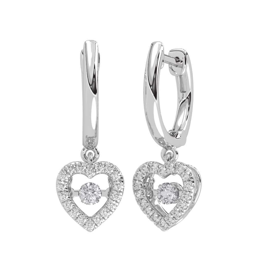 10K White Gold Lab Grown Diamond 1/3 Ct.Tw. Heart Shape Halo Earrings