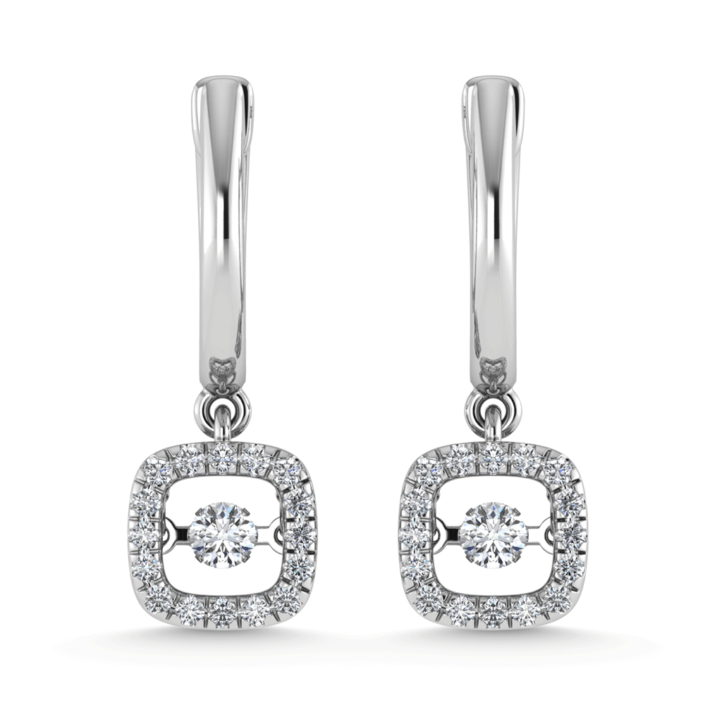 10K White Gold Lab Grown Diamond 1/3 Ct.Tw. Cushion Shape Halo Earrings
