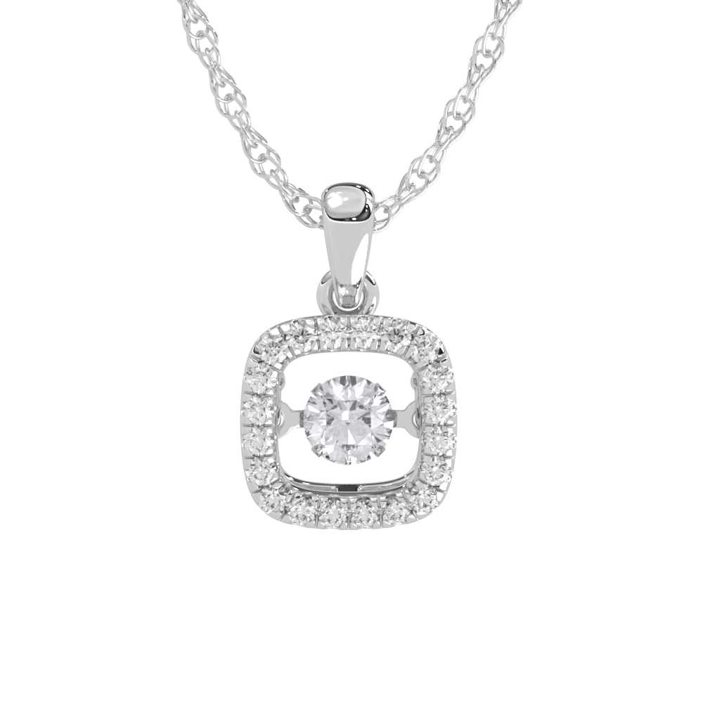 10K White Gold Lab Grown Diamond 1/3 Ct.Tw. Cushion Shape Halo Pendant