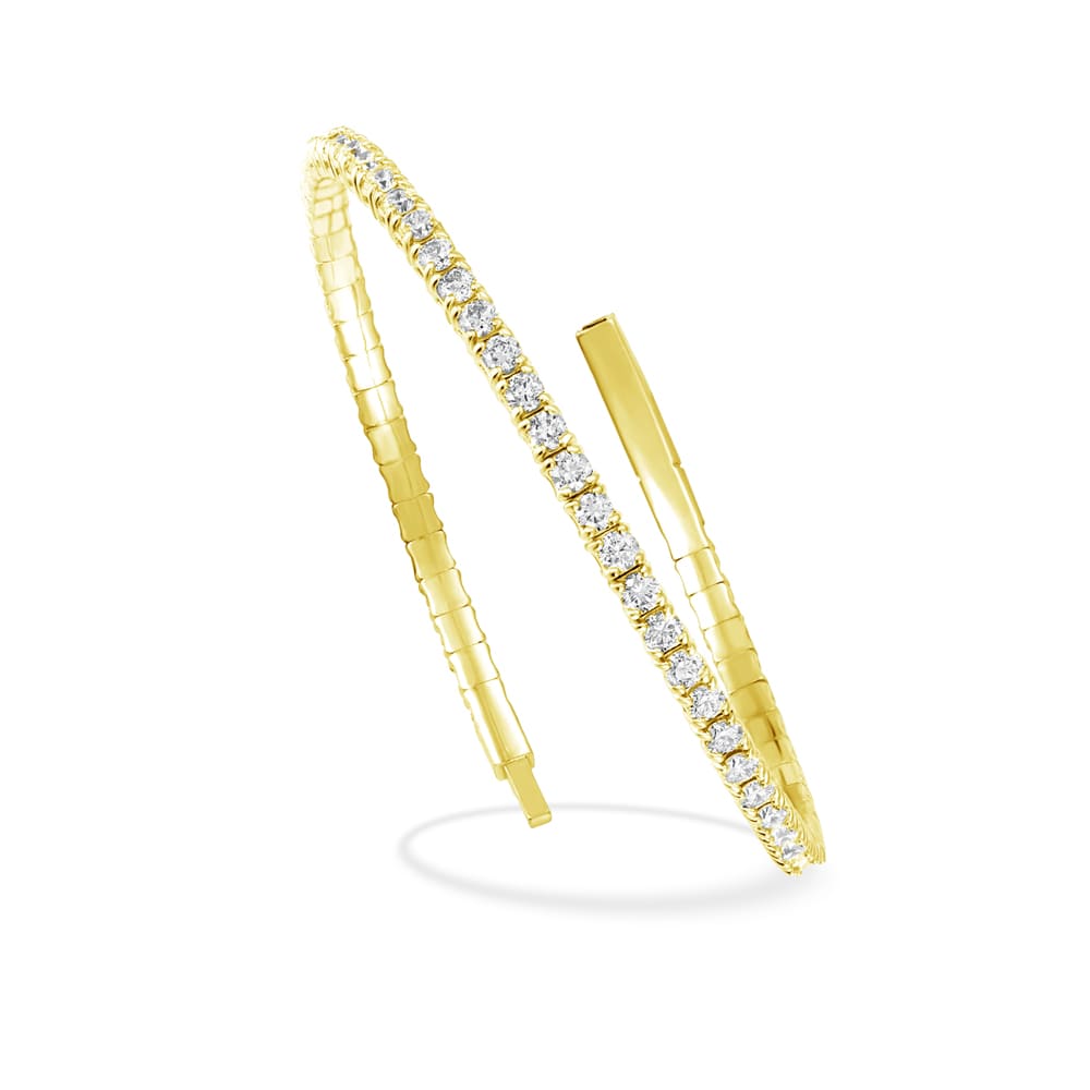 10K Yellow Gold Lab Grown Diamond 5 Ct.Tw. Half Way Flexi Bangle (Size 7.25)