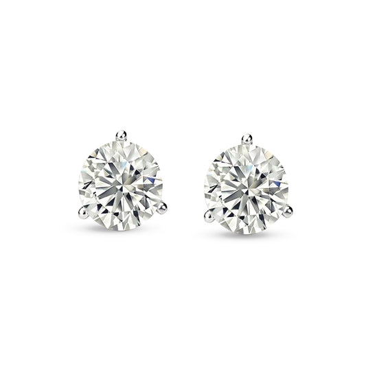 14K White Gold Lab Grown Diamond 4 Ct.Tw. Starlab Certified VS F+ Martini Stud Earrings (Available in 0.15ct to 4ct)