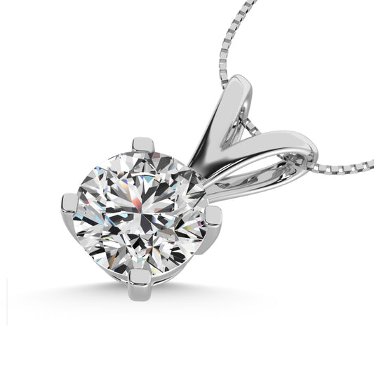 14K White Gold Lab Grown Diamond 1 Ct.Tw. IGI Certified VS F+ Solitaire Pendant (Available in 1ct to 2ct)