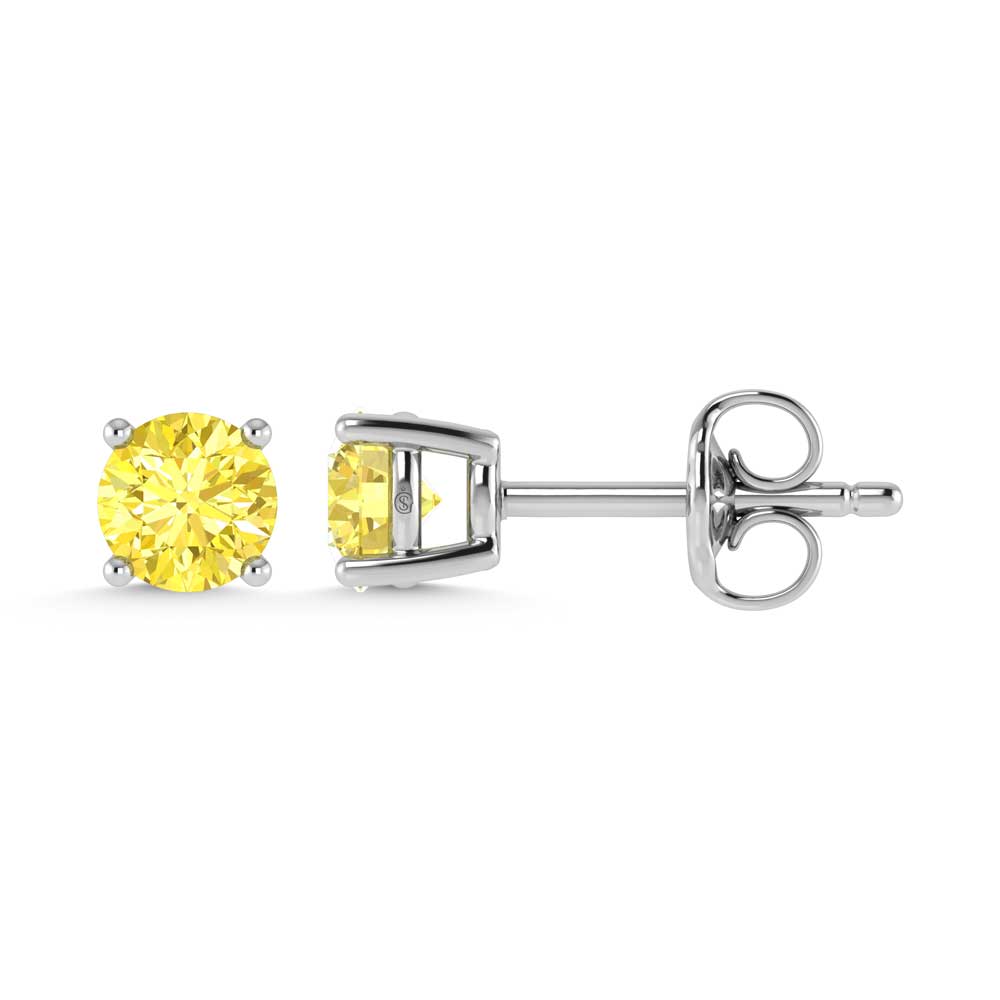 14K White Gold Lab Grown Yellow Diamond 3/8 Ct.Tw. Stud Earrings