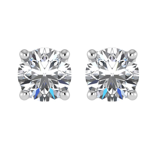 14K White Gold Lab Grown Diamond 3 Ct.Tw. IGI certified VS F+ Solitaire Studs (Available in 2ct to 4ct)