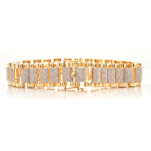 14KY 15MM 4.75CTW MICROPAVE DIAMOND ROLEX 9.5"