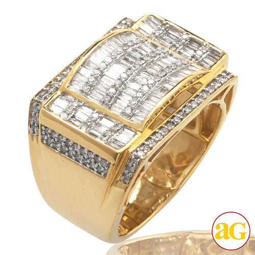 10KY 1.00 CTW BAQUETTE DIAMOND MEN'S RING