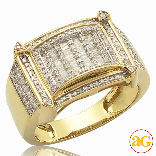 10KY 0.65 CTW BAQUETTE DIAMOND MEN'S RING